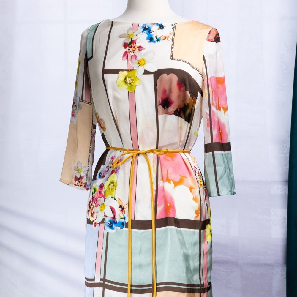 Matilde Cano Floral Square Printed Mini Dress